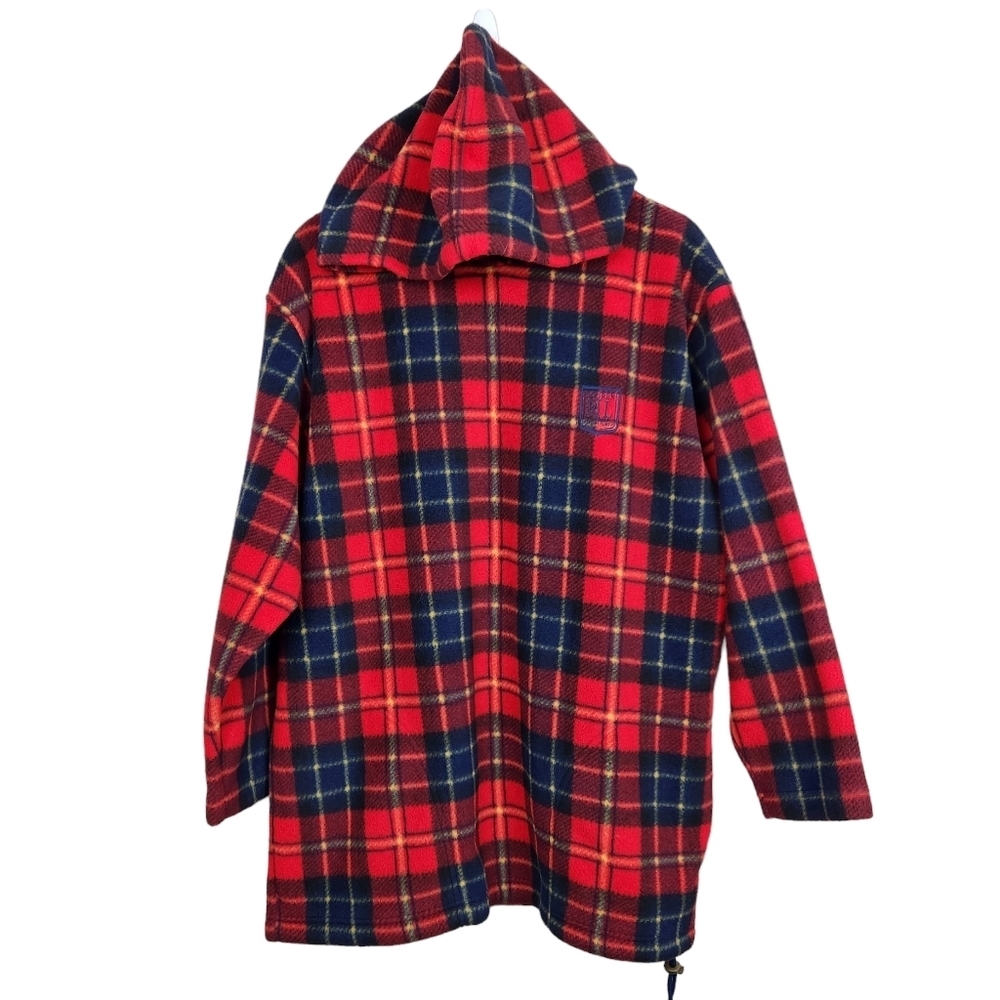 Lauren Ralph Lauren Vintage Red Blue Plaid Fleece Pullover Hoodie Womens Small - Picture 3 of 7